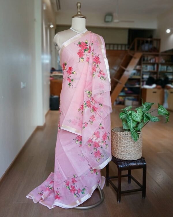 Handpainted Saree on Kota Doria - (HPKD0014)