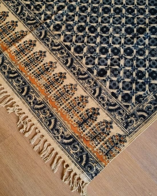Kalamkari Dhurrie from Warangal (6 x 4 ft) – (NWKD1002)