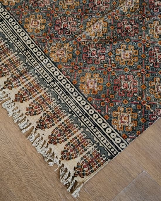 Kalamkari Dhurrie from Warangal (5 x 3 ft) – (NWKD1101)