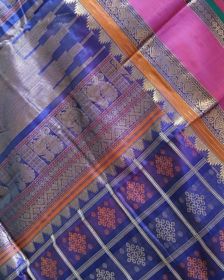 Lakshadeepam Silk-Cotton Two-tone Kanchi handweave saree with zari - (KANC1101) - Image 3