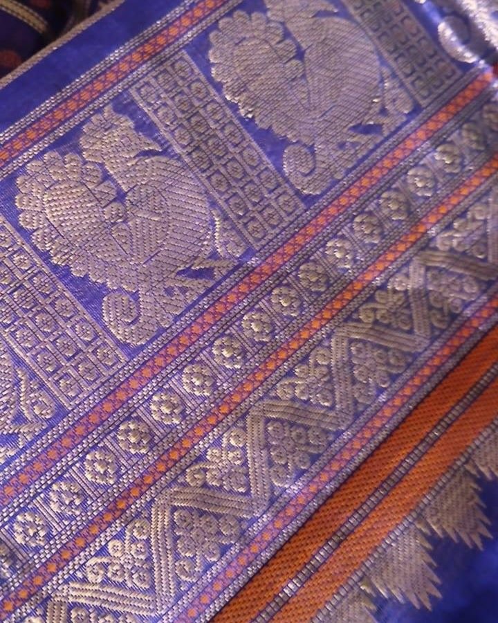 Lakshadeepam Silk-Cotton Two-tone Kanchi handweave saree with zari - (KANC1101) - Image 4