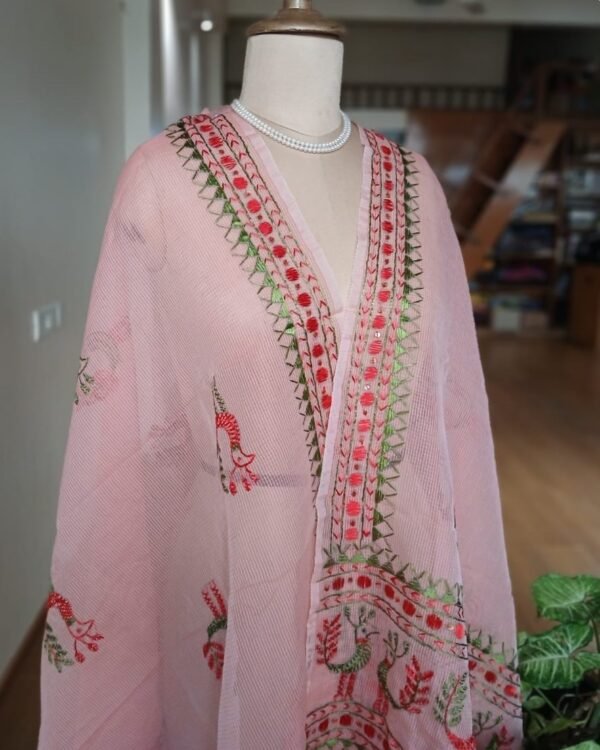 Phulkari Hand Embroidered Dupatta from Punjab - (PHED0002) - Image 3