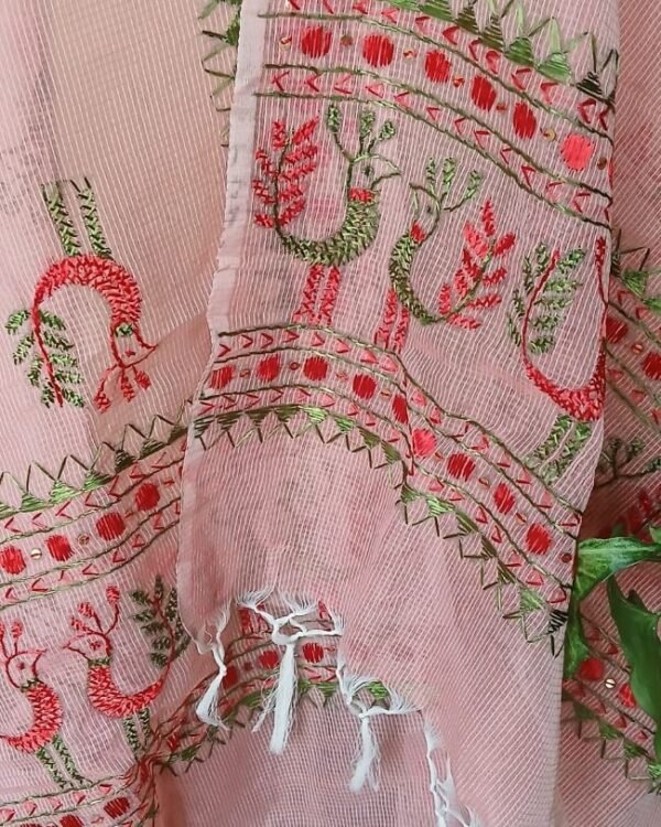 Phulkari Hand Embroidered Dupatta from Punjab - (PHED0002) - Image 5