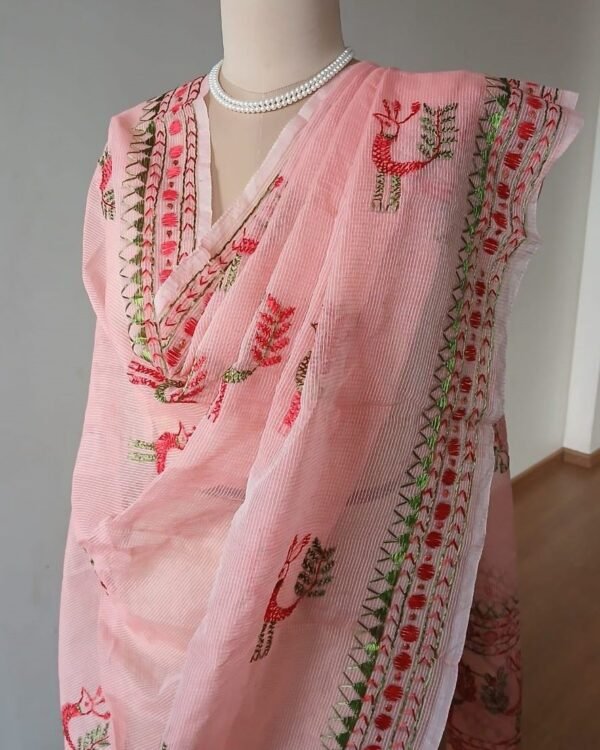 Phulkari Hand Embroidered Dupatta from Punjab - (PHED0002) - Image 6