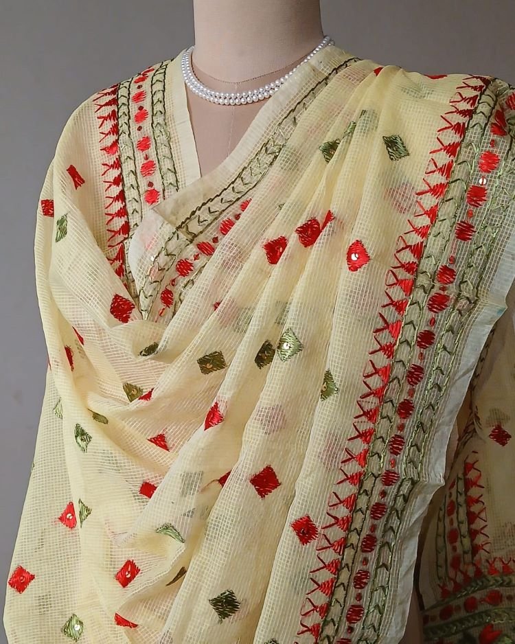 Phulkari Hand Embroidered Dupatta from Punjab - (PHED0006) - Image 2