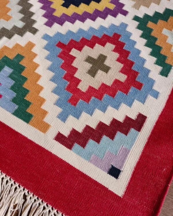 Cotton interlock handweave dhurrie  (5 x 7 ft)- (CIHD0002) - Image 3