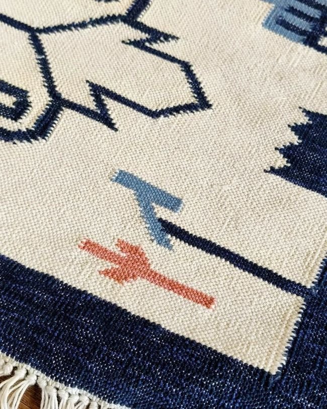 Cotton interlock handweave dhurrie (3 x 2 ft)- (CIHD0001) - Image 3