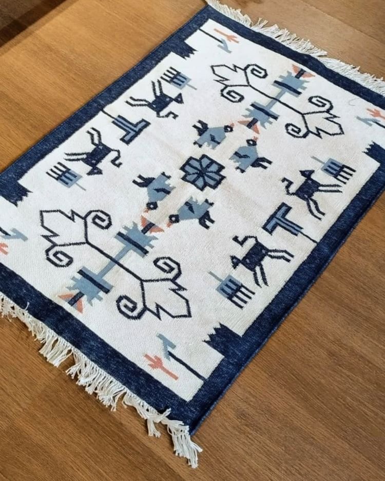 Cotton interlock handweave dhurrie (3 x 2 ft)- (CIHD0001) - Image 2