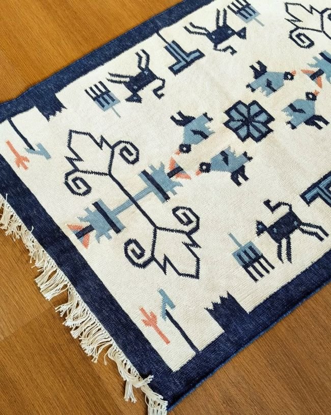 Cotton interlock handweave dhurrie (3 x 2 ft)- (CIHD0001)