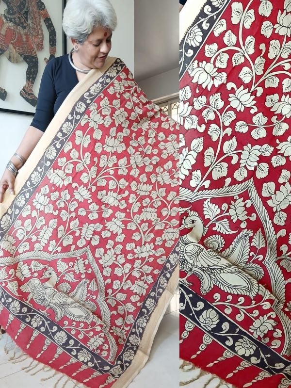 Pen Kalamkari Dupattas from Kalahasti - (PKDK0002)