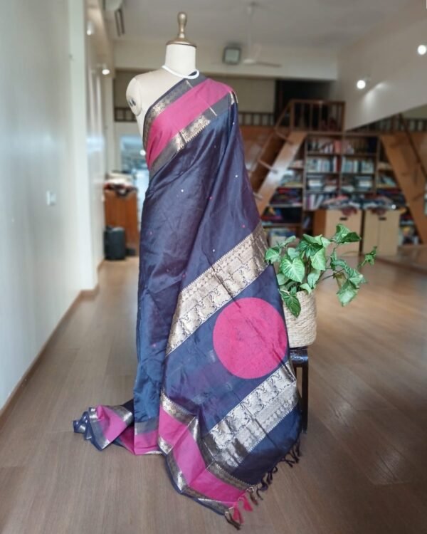 Silk-Cotton Kanchi handweave Saree with zari - (KANC1006)