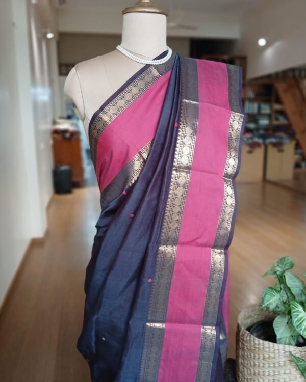 Silk-Cotton Kanchi handweave Saree with zari - (KANC1006) - Image 3