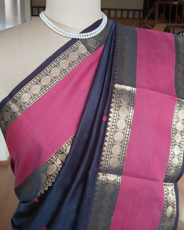 Silk-Cotton Kanchi handweave Saree with zari - (KANC1006) - Image 4