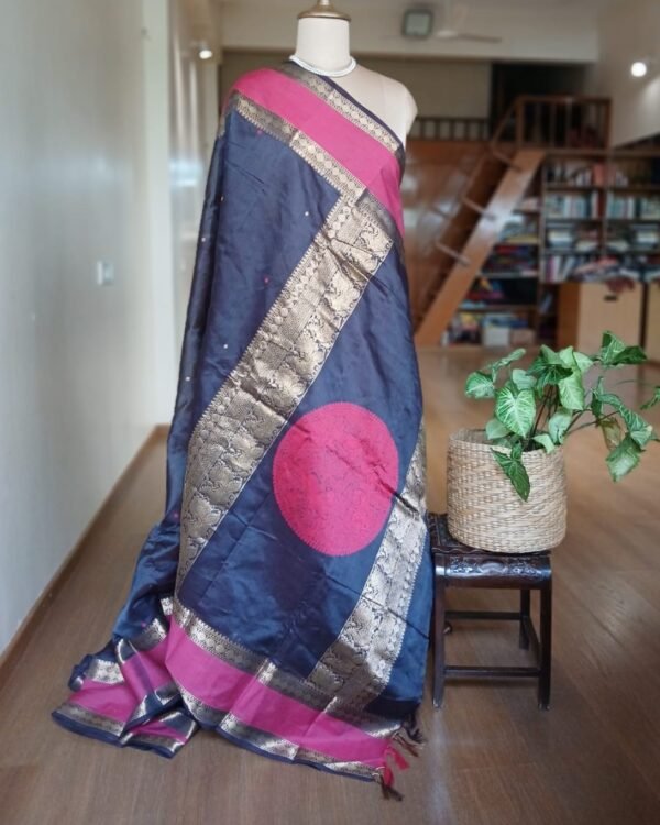 Silk-Cotton Kanchi handweave Saree with zari - (KANC1006) - Image 6