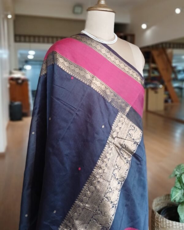 Silk-Cotton Kanchi handweave Saree with zari - (KANC1006) - Image 7