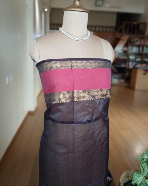Silk-Cotton Kanchi handweave Saree with zari - (KANC1006) - Image 10