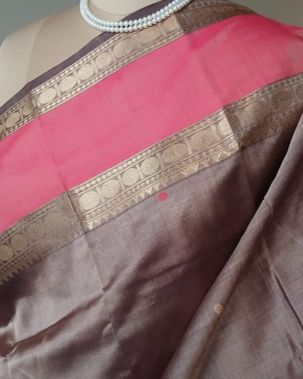 Silk-Cotton Kanchi handweave Saree with zari - (KANC1009) - Image 3