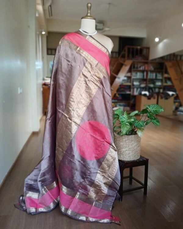 Silk-Cotton Kanchi handweave Saree with zari - (KANC1009) - Image 6