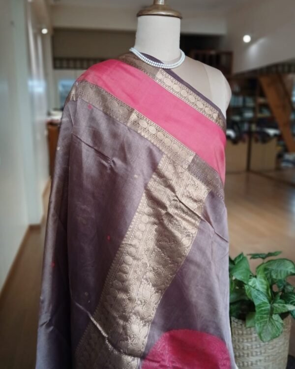 Silk-Cotton Kanchi handweave Saree with zari - (KANC1009) - Image 7
