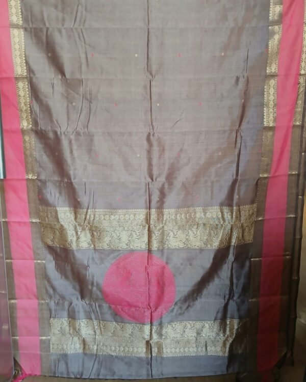 Silk-Cotton Kanchi handweave Saree with zari - (KANC1009) - Image 8