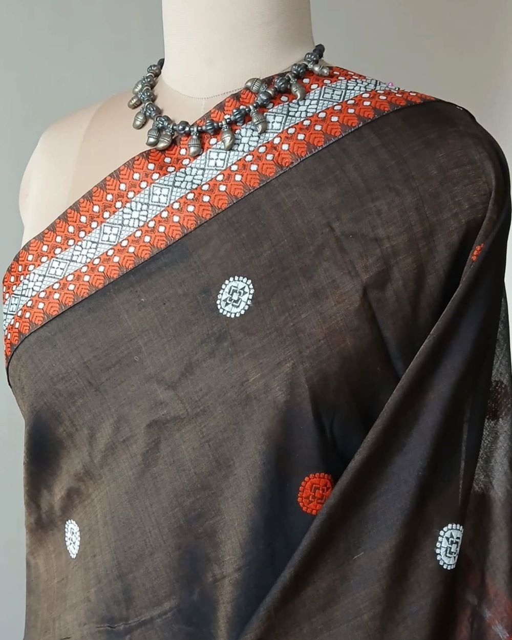 Assam Paat (Mulberry Silk) x Fine Cotton Handweave Saree - (APHS0001) - Image 4