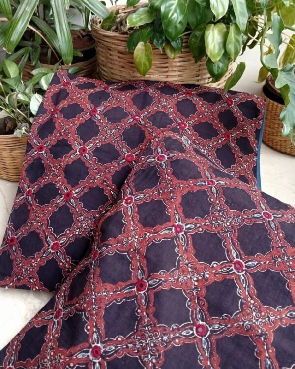 Ajrakh Cushion Covers in Natural Dyes with Hand Embroidery – (CUSH1003)