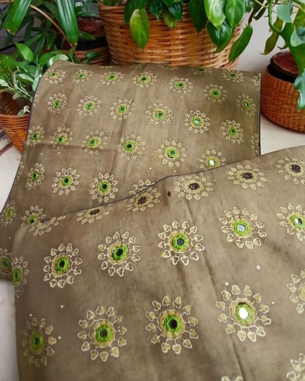 Ajrakh Cushion Covers in Natural Dyes with Hand Embroidery – (CUSH1004)