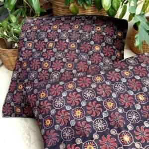 Ajrakh Cushion Covers in Natural Dyes with Hand Embroidery – (CUSH1007)