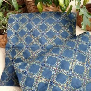 Ajrakh Cushion Covers in Natural Dyes with Hand Embroidery – (CUSH1009)