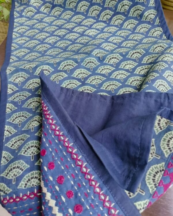 Embroidered Ajrakh Table Runner in Natural Dyes - (EATR0001) - Image 3