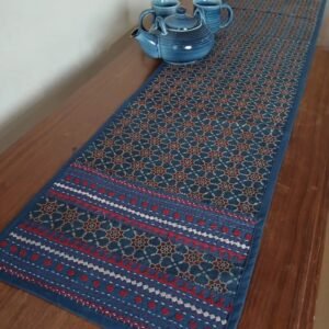 Embroidered Ajrakh Table Runner in Natural Dyes - (EATR0002)