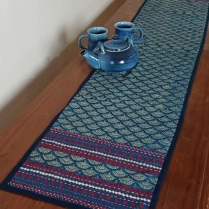 Embroidered Ajrakh Table Runner in Natural Dyes - (EATR0001)