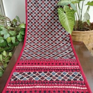 Embroidered Ajrakh Table Runner in Natural Dyes - (EATR0004)
