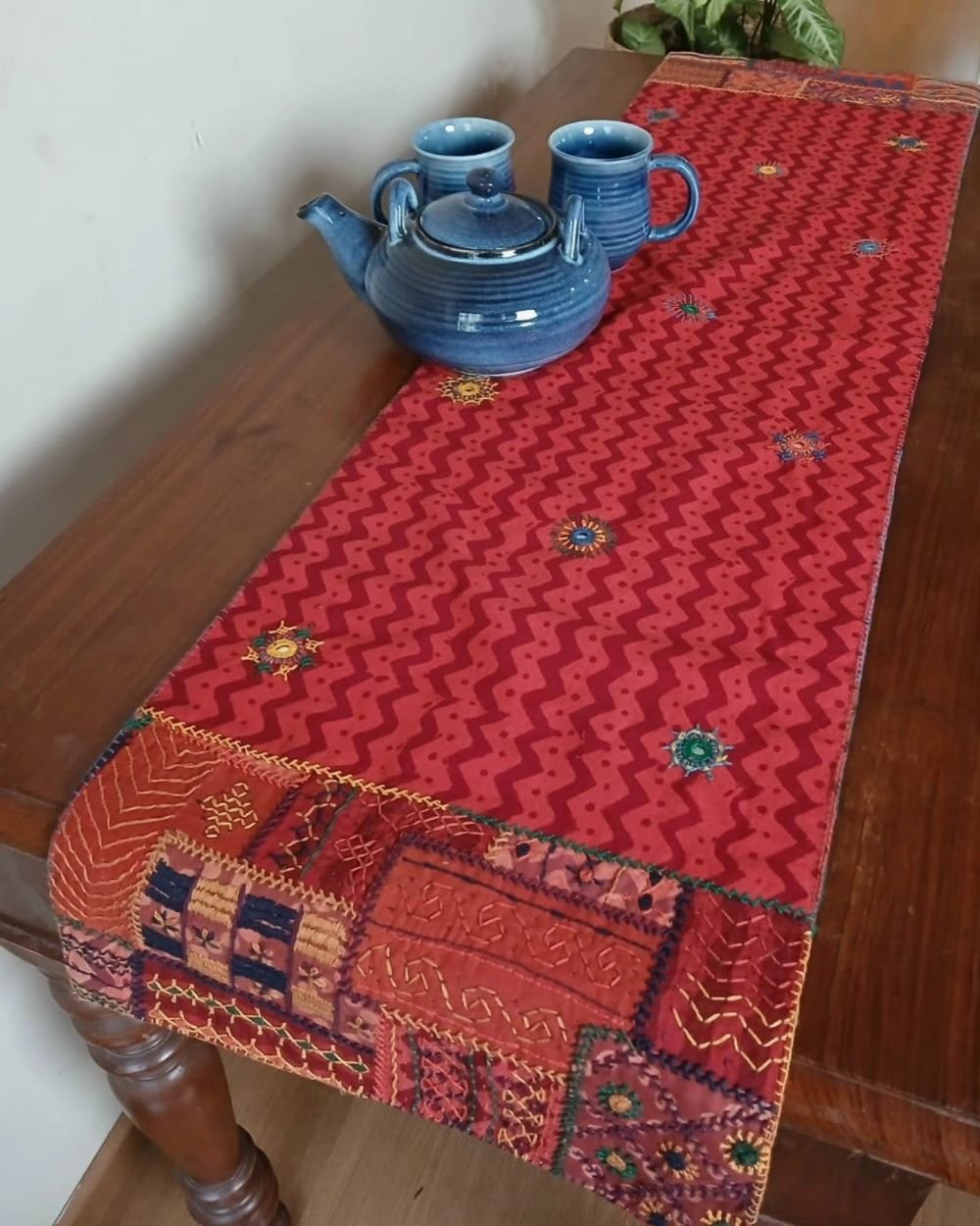 Festive Table Runner with mirrorwork - (FESTRUN005) - Image 2