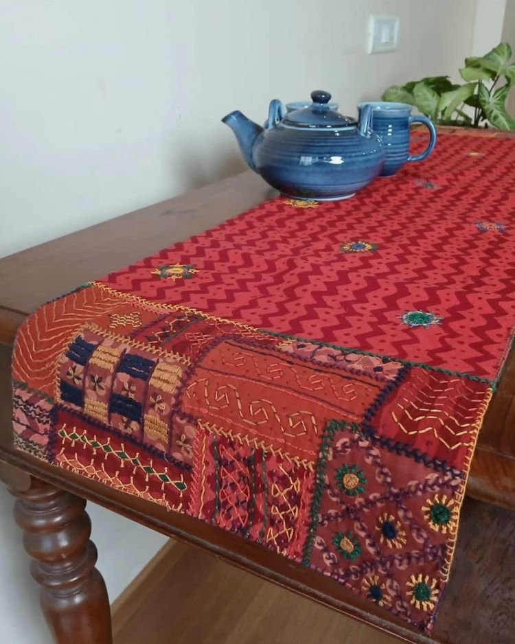 Festive Table Runner with mirrorwork - (FESTRUN005)