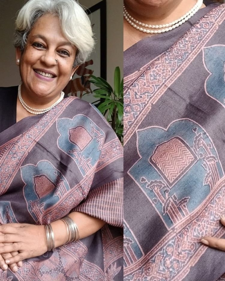 Ajrakh Tussar Silk Saree – (ATSS0016) - Image 2