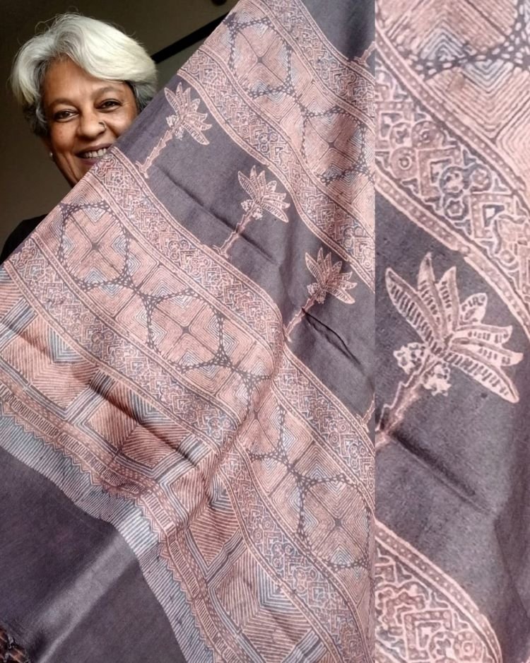 Ajrakh Tussar Silk Saree – (ATSS0016) - Image 4