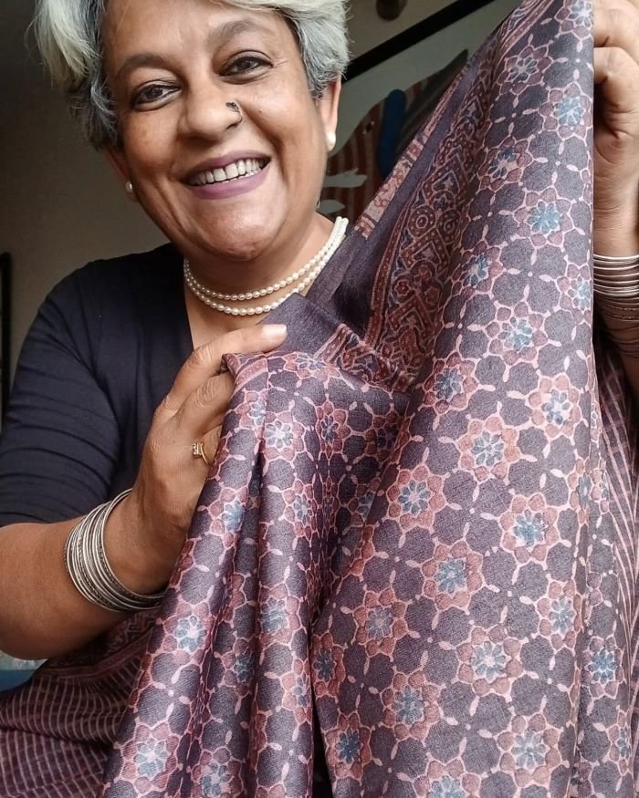 Ajrakh Tussar Silk Saree – (ATSS0016) - Image 5