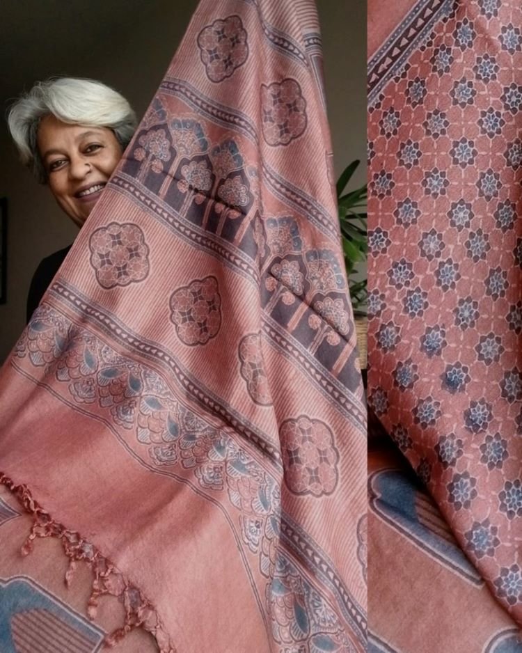 Ajrakh Tussar Silk Saree – (ATSS0019) - Image 2