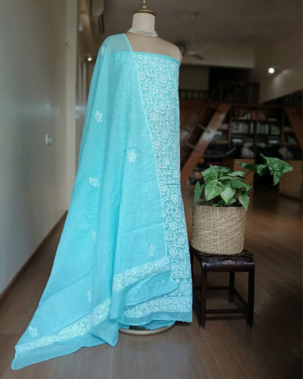 Chikankari Kurta and Dupatta Set Fabric in Kota Doria - (CKDF0001) - Image 5