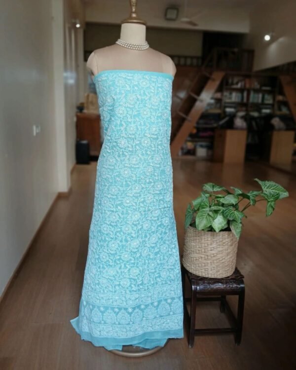 Chikankari Kurta and Dupatta Set Fabric in Kota Doria - (CKDF0001) - Image 3