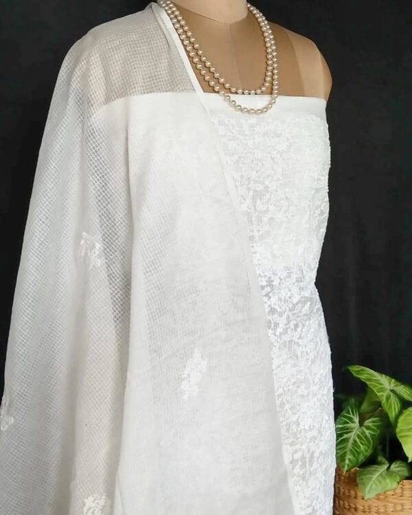 Chikankari Kurta and Dupatta Set Fabric in Kota Doria – (CKDF0005) - Image 4