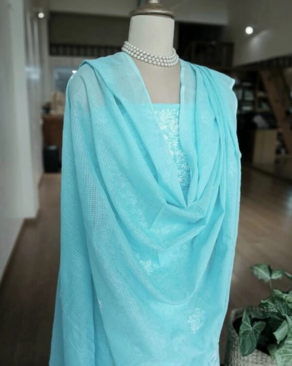 Chikankari Kurta and Dupatta Set Fabric in Kota Doria - (CKDF0001) - Image 2