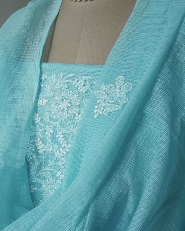 Chikankari Kurta and Dupatta Set Fabric in Kota Doria - (CKDF0001)