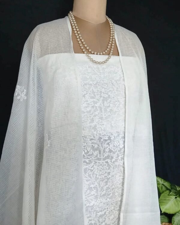 Chikankari Kurta and Dupatta Set Fabric in Kota Doria – (CKDF0005) - Image 3