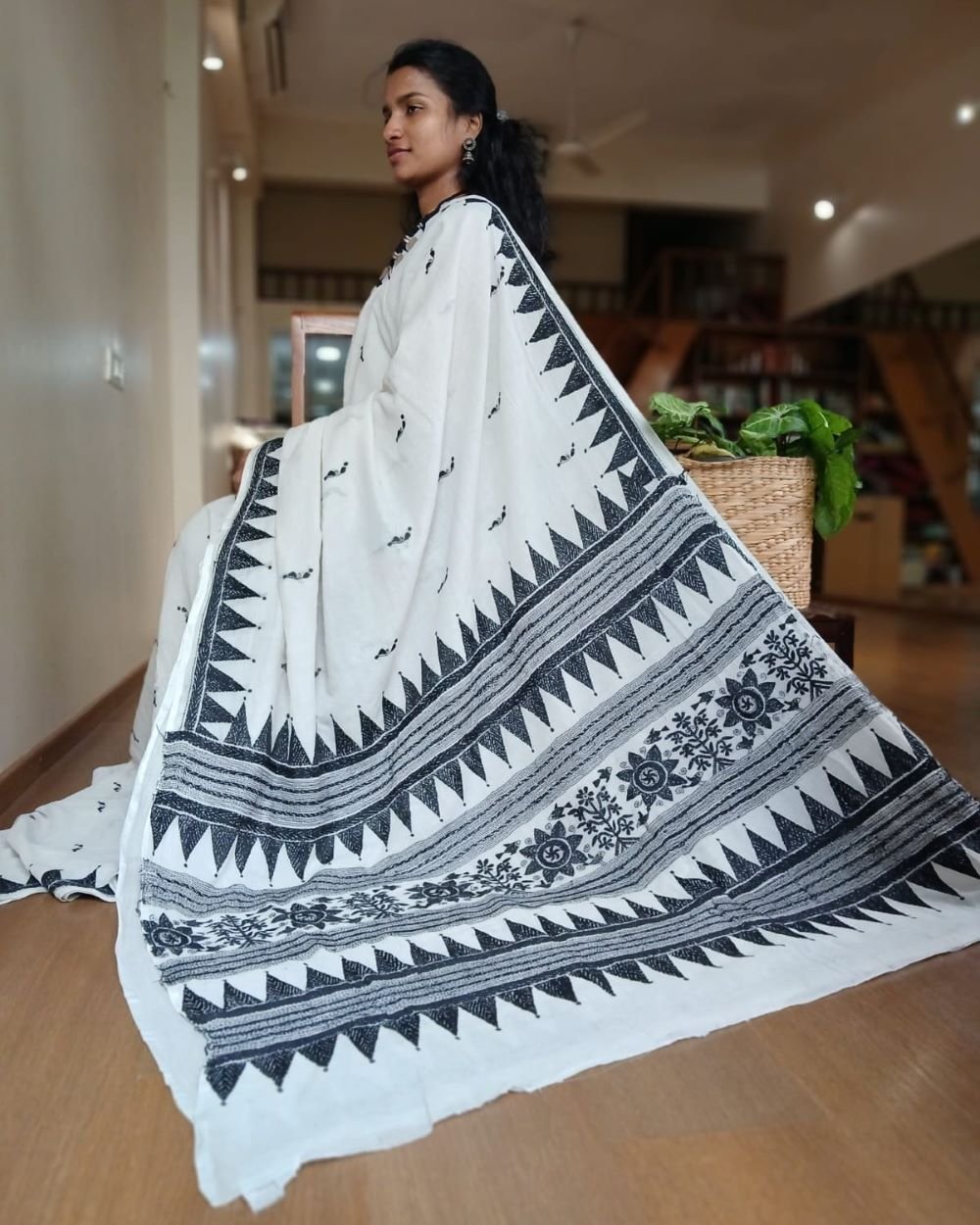 Cotton Kantha Saree from Santiniketan – (KNCS1016)