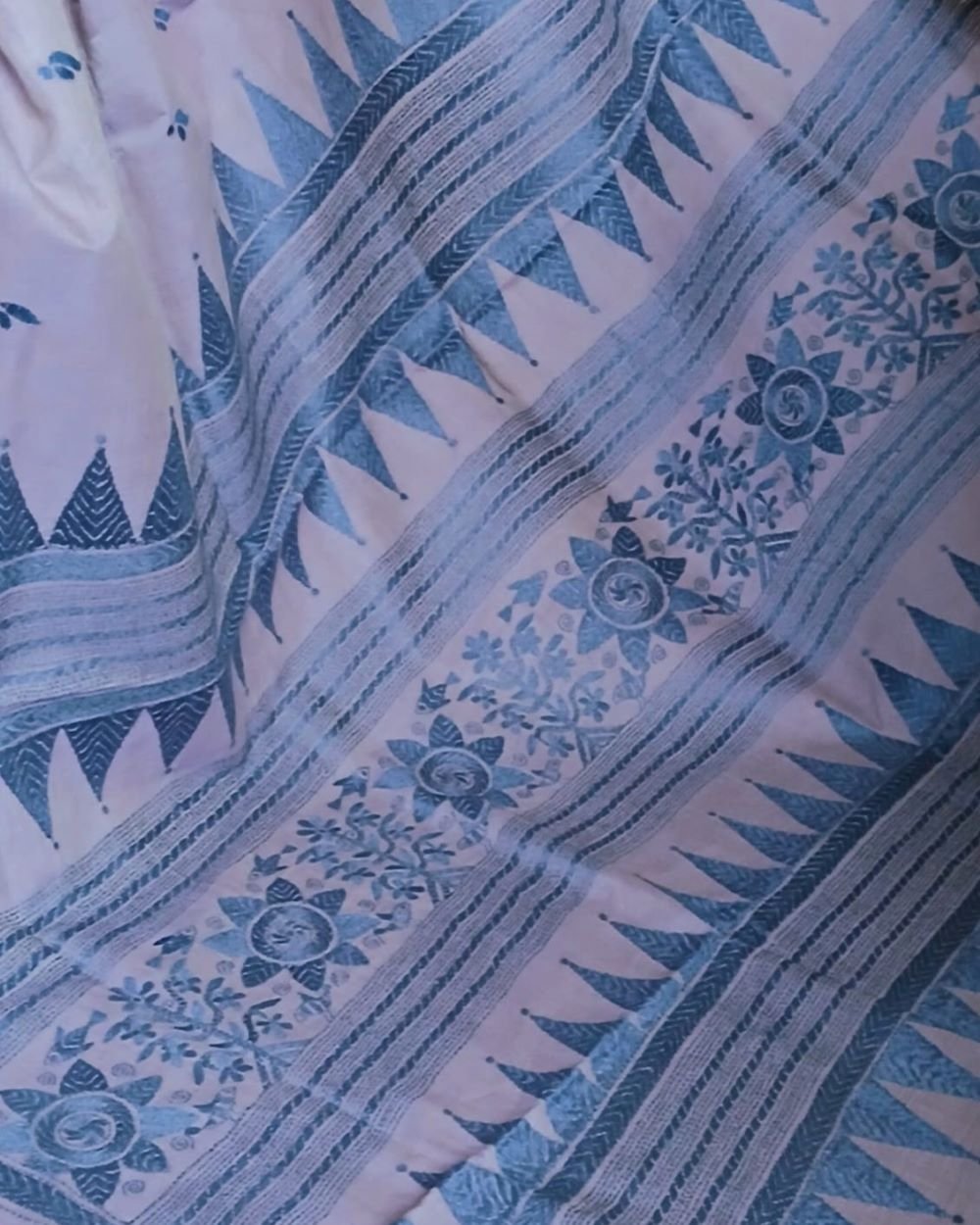 Cotton Kantha Saree from Santiniketan – (KNCS1012) - Image 3