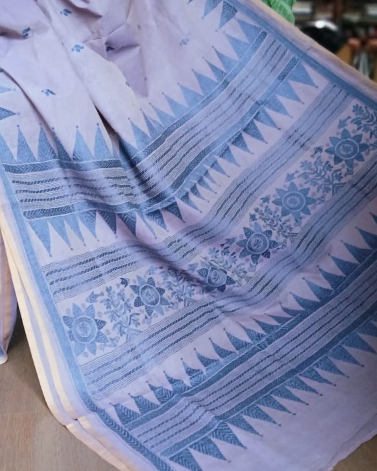 Cotton Kantha Saree from Santiniketan – (KNCS1012) - Image 2