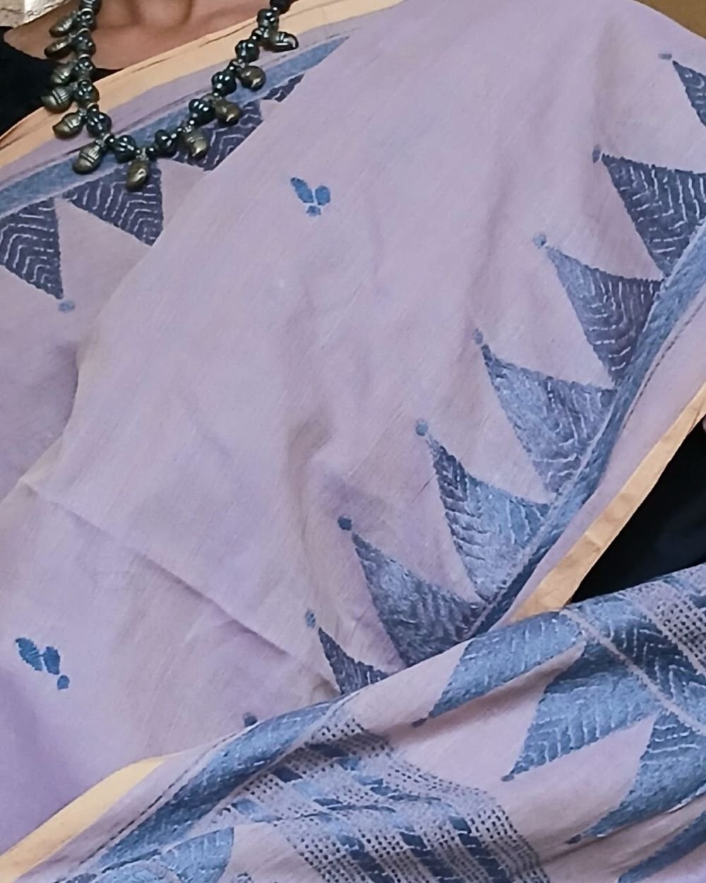 Cotton Kantha Saree from Santiniketan – (KNCS1012) - Image 5