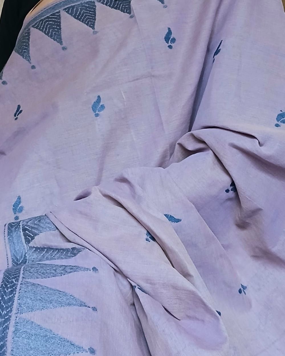 Cotton Kantha Saree from Santiniketan – (KNCS1012) - Image 6